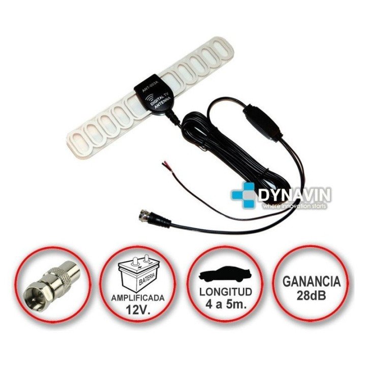 LIBELULA. CONECTOR F. ANTENA DE TDT TV DIGITAL AMPLIFICADA 12V PARA COCHE