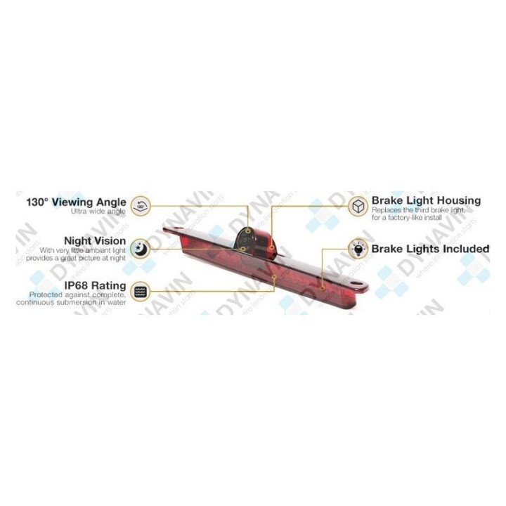 DYNAVIN-MERCEDES SPRINTER y VW CRAFTER - LUZ DE FRENO SUPERIOR. CÁMARA TRASERA DE APARCAMIENTO. A TODO COLOR