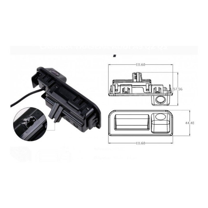 Cámara Trasera A130 a todo color para hueco de maneta de apertura de maletero para AUDI, SEAT, SKODA y PORSCHE.