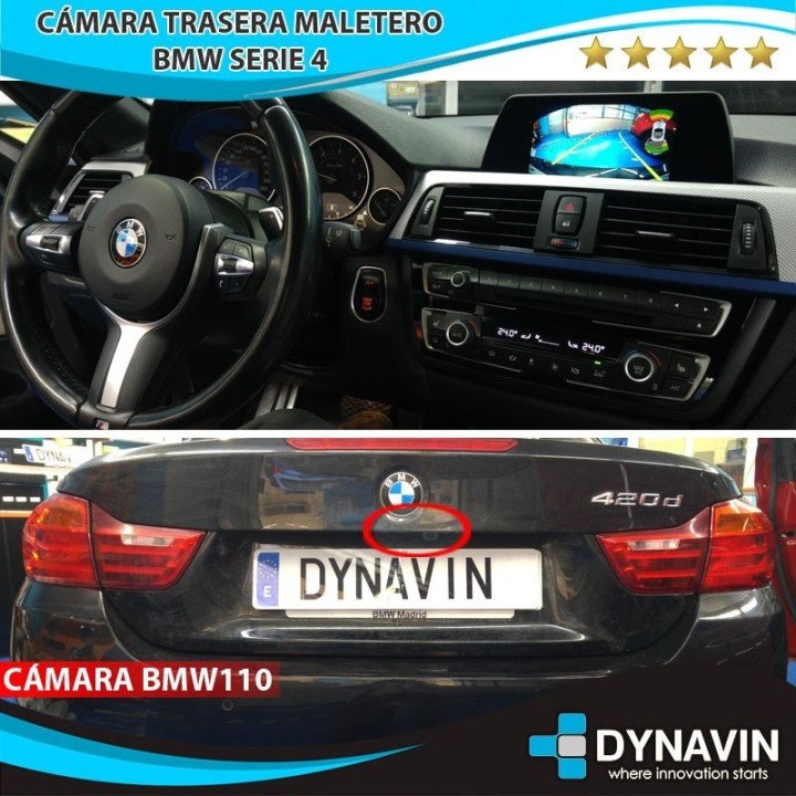 Cámara Trasera BMW110 con líneas guía para maneta de apertura de maletero para BMW SERIE 1 F20, SERIE 3 F30, SERIE 5 F10...