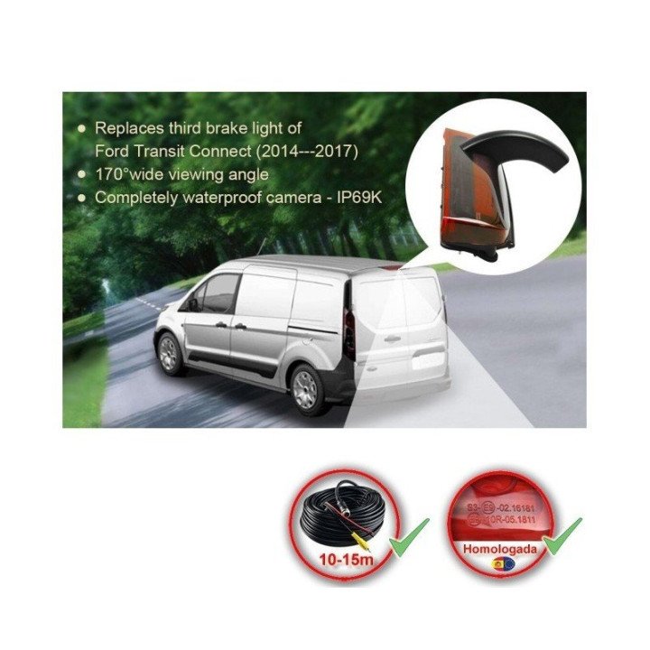 DYNAVIN-FORD TRANSIT CONNECT (+2014) - LUZ DE FRENO SUPERIOR. CÁMARA TRASERA DE APARCAMIENTO. A TODO COLOR
