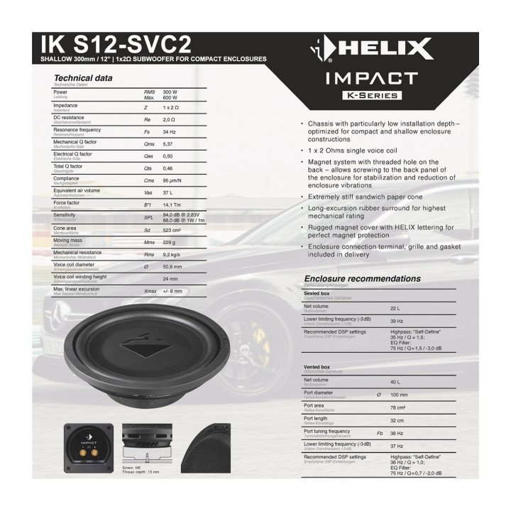 Comprar HELIX IK S12 SVC 1 X 2 Ohm