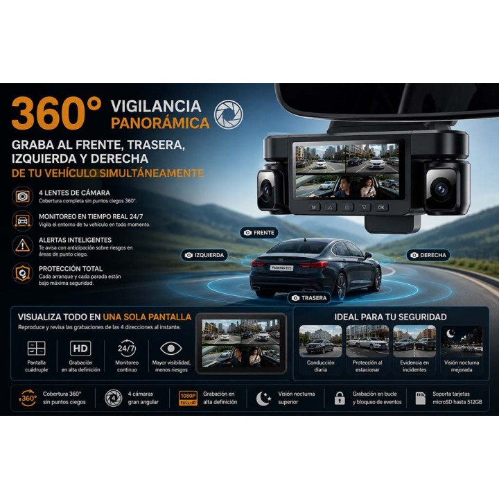 Comprar Dashcam Parking Eye 360º 2K antivandalismo con Radar de vigilancia integrado