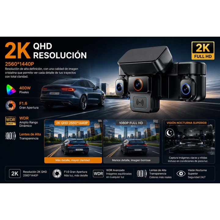 Comprar Dashcam Parking Eye 360º 2K antivandalismo con Radar de vigilancia integrado